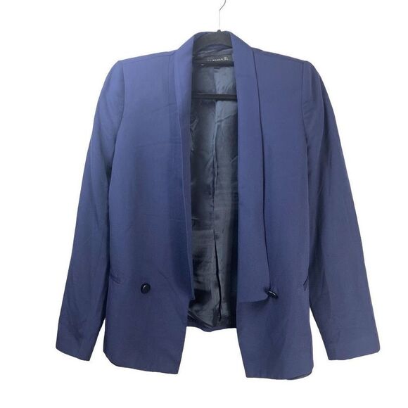 Zara Woman Tuxedo Shawl Collar Open Front Blazer In Blue Size M - Picture 1 of 6